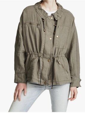 Joie Utility Drawstring Waist Olive Green Jacket